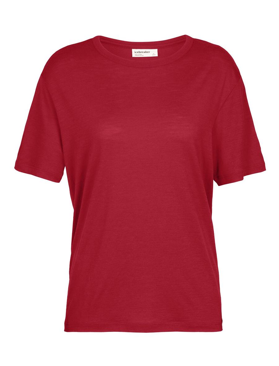 Cherry Icebreaker Merino Granary Short Sleeve Women's T Shirts | AU 1582ZUTG